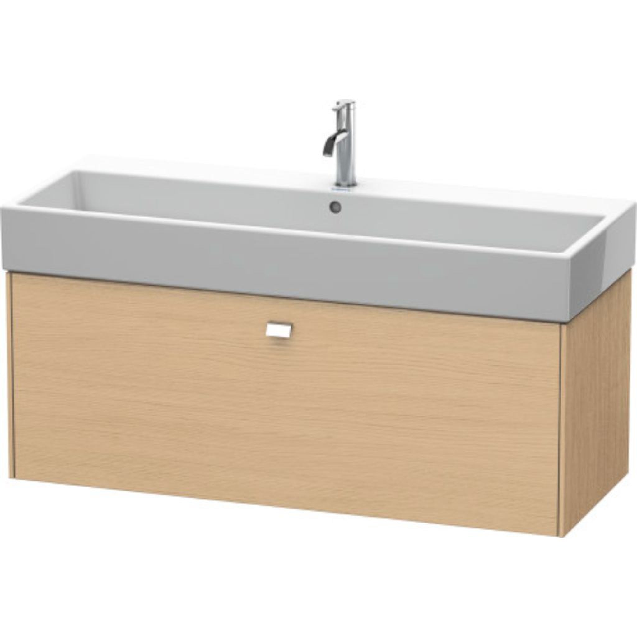 Duravit, Duravit Brioso 47" x 17" x 18" One Drawer Wall-Mount Vanity Unit in Natural Oak and Chrome Handle