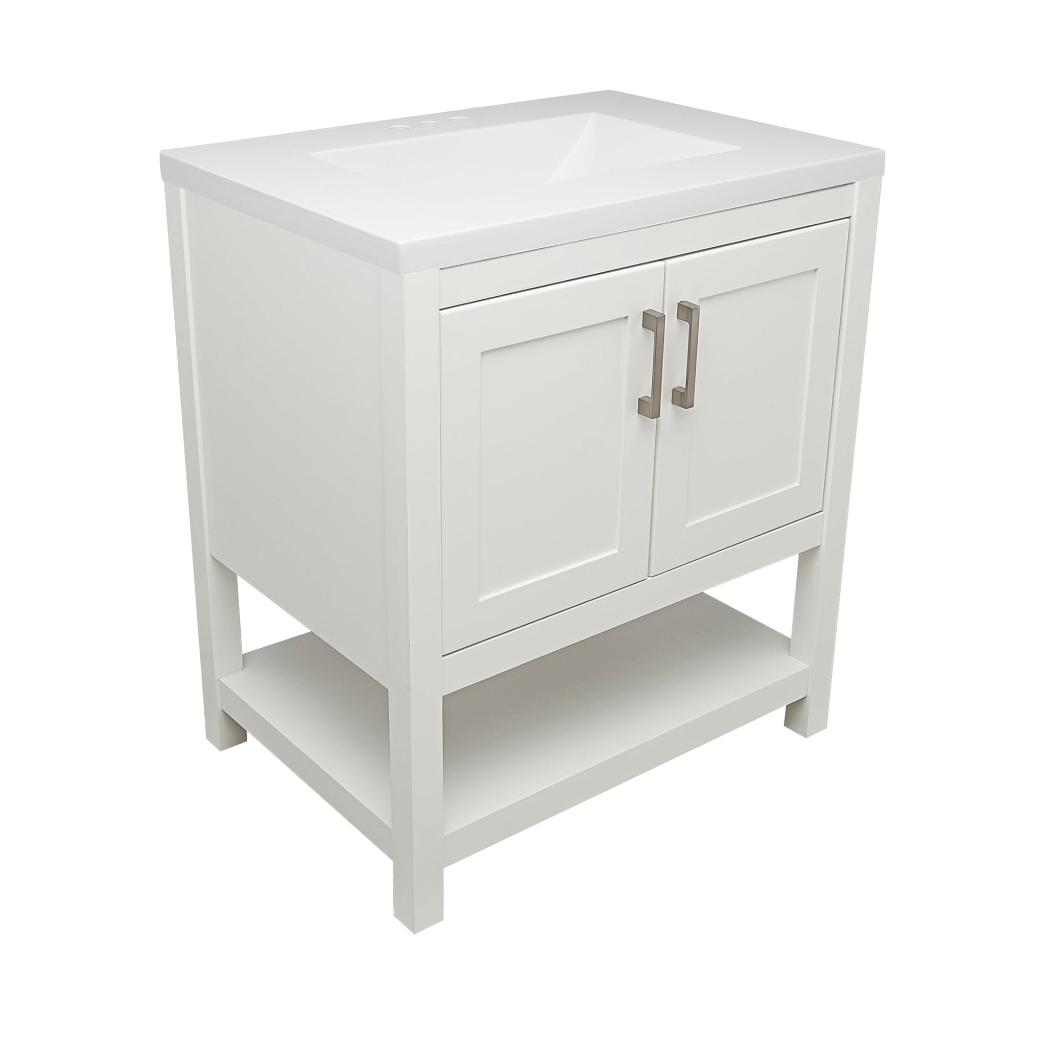 Ella's Bubbles, Ella's Bubbles Taos 31" White Bathroom Vanity With White Cultured Marble Top and Sink