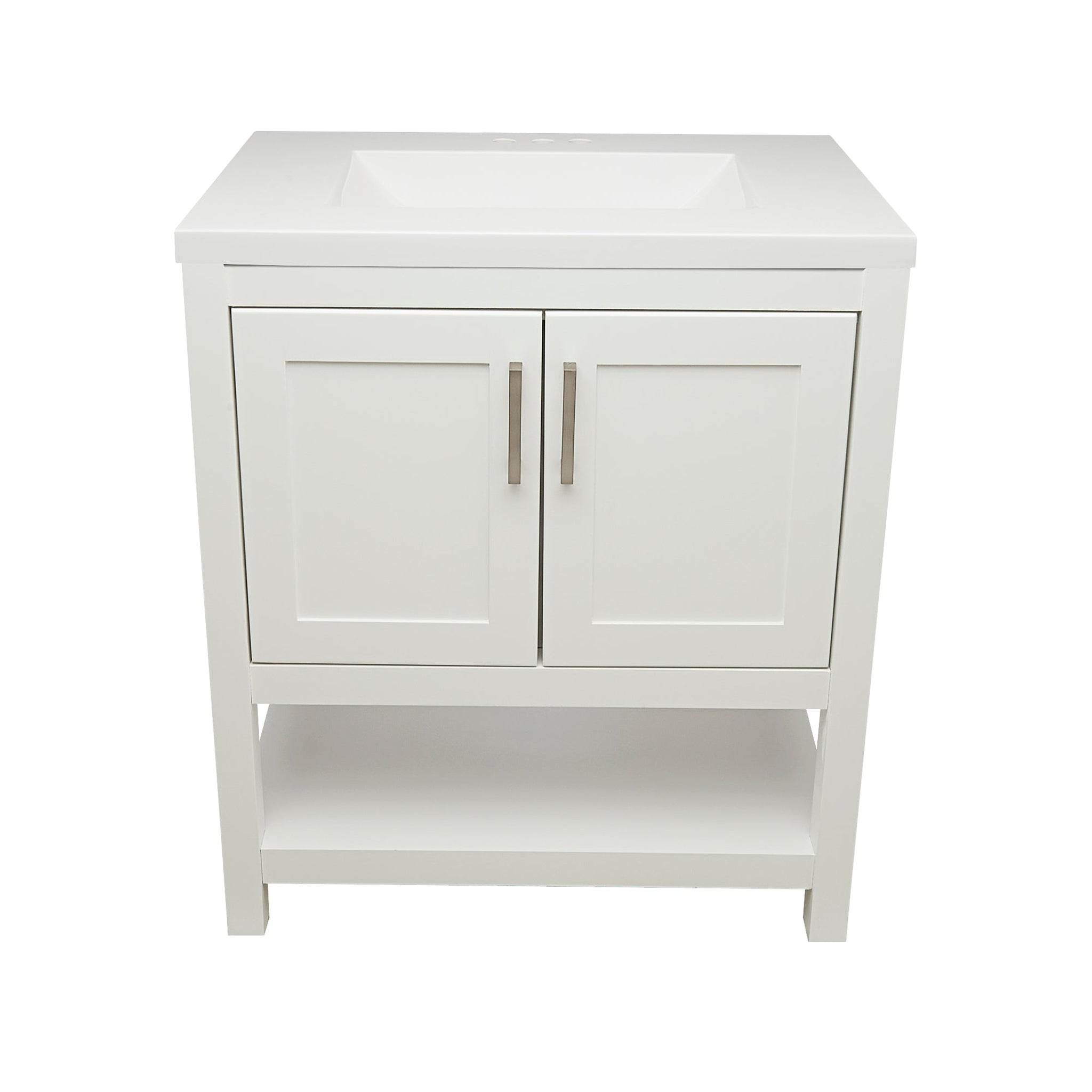 Ella's Bubbles, Ella's Bubbles Taos 31" White Bathroom Vanity With White Cultured Marble Top and Sink